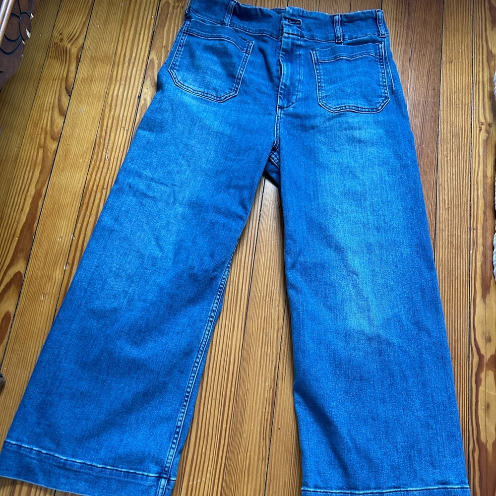 The Colette Crop High-Rise Wide-Leg Jeans by Maeve size 31